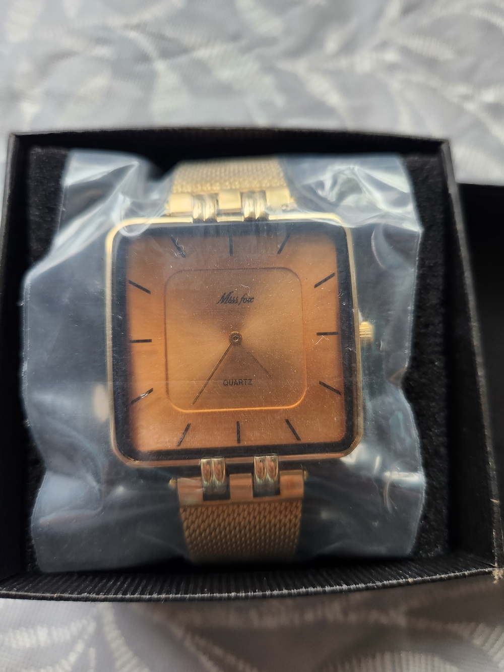 miss fox  gold tone amber face watch Square womans Watch